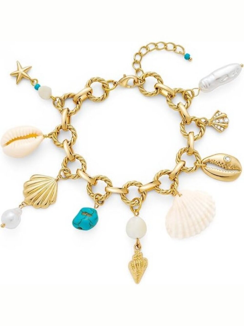 Seashell Charms Gold Shell Charm Bracelet for Women Chunky Gold Bracelet
